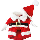 Funny Pet Santa Cosplay Costumes Suit with a Cap, Puppy Fleece Outfits Warm Coat Animal Festival Apparel Clothes - INSWEAR